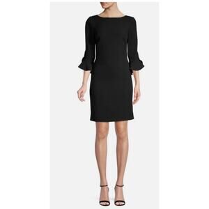 Karl Lagerfeld Paris Dress Womens 10 Black Tulip Sleeve Sheath Cocktail